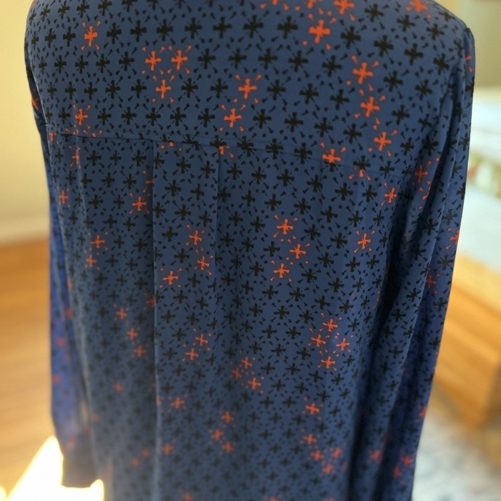 Anthropologie Maeve vibrant blue long sleeve blouse v neck size 8 - Picture 5 of 6